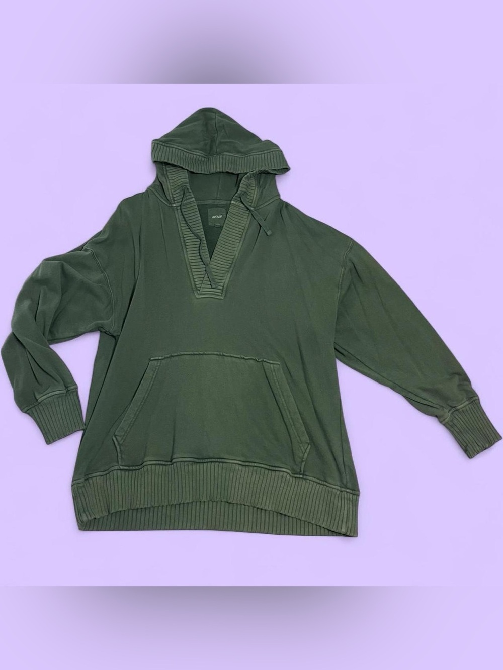 Aerie Olive Green Off the Shoulder Hoodie